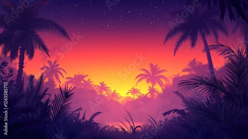 Tropical Sunset Jungle Vista