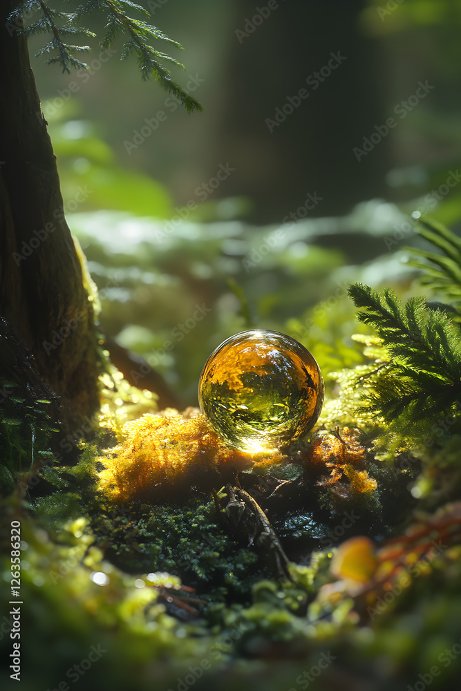 Reflections of Nature: A Delicate Droplet as a Microcosm of a Verdant Jungle Reflections of Nature: A Delicate Droplet as a Microcosm of a Verdant Jungle