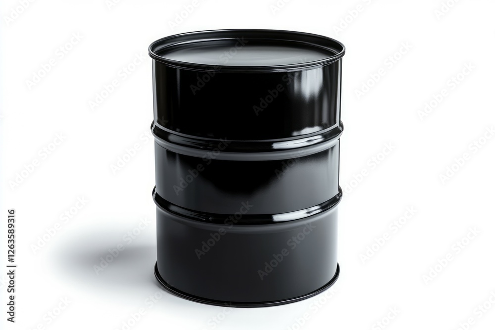 Shiny black barrel on white background. Neural network AI generated Shiny black barrel on white background. Neural network AI generated