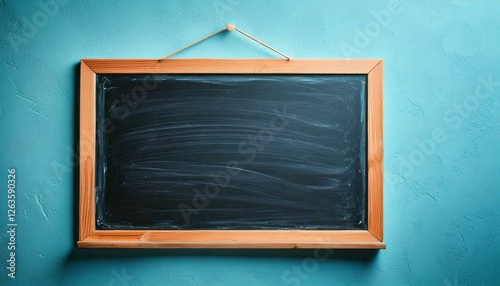 Obraz na płótnie blank blackboard on a blue wall w salonie