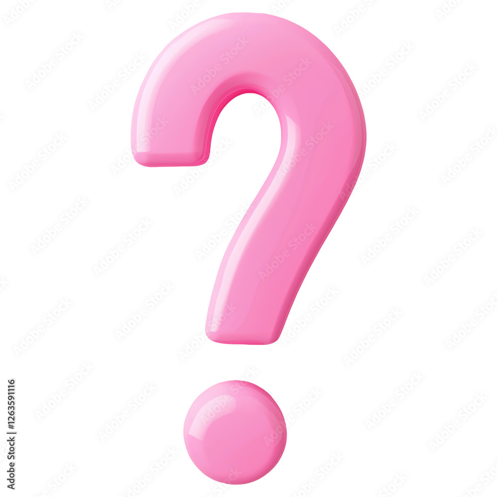 Glossy Pink Question Mark 3D Rendered Isolated on Transparent Background Glossy Pink Question Mark 3D Rendered Isolated on Transparent Background