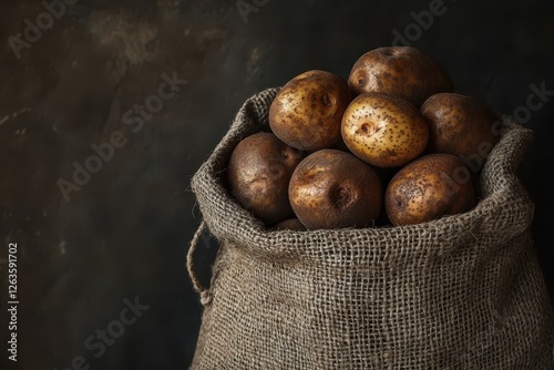 Frische Kartoffeln in Jutesack: Ein Blick auf das GemÃ¼se des Jahres fÃ¼r gesunde ErnÃ¤hrung photo