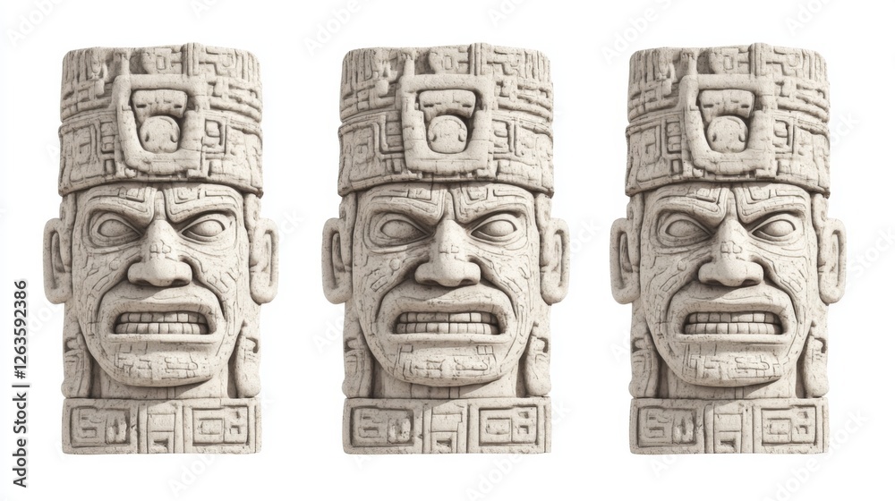 Mayan Stone Carvings, Faceless Figures, Ancient Art, 3D Model Mayan Stone Carvings, Faceless Figures, Ancient Art, 3D Model