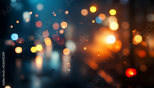 Blurred background of police flashing lights at the crime scene