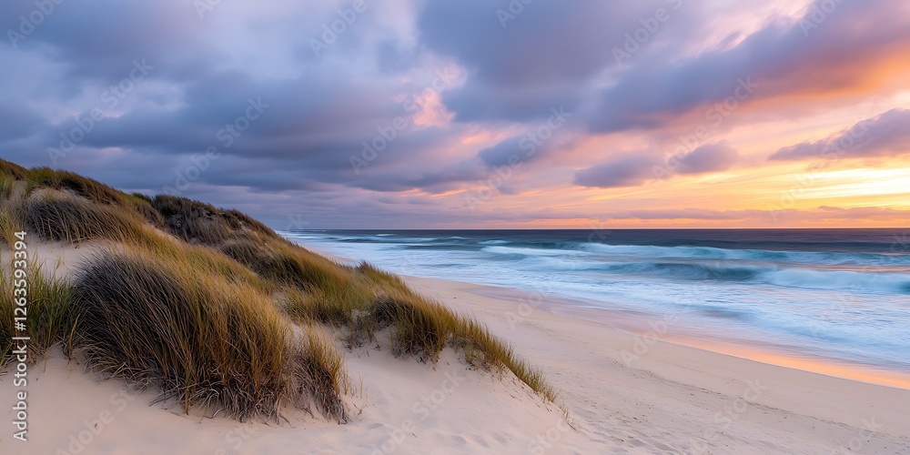 Coastal Dunes Sunset Beach Scene Coastal Dunes Sunset Beach Scene