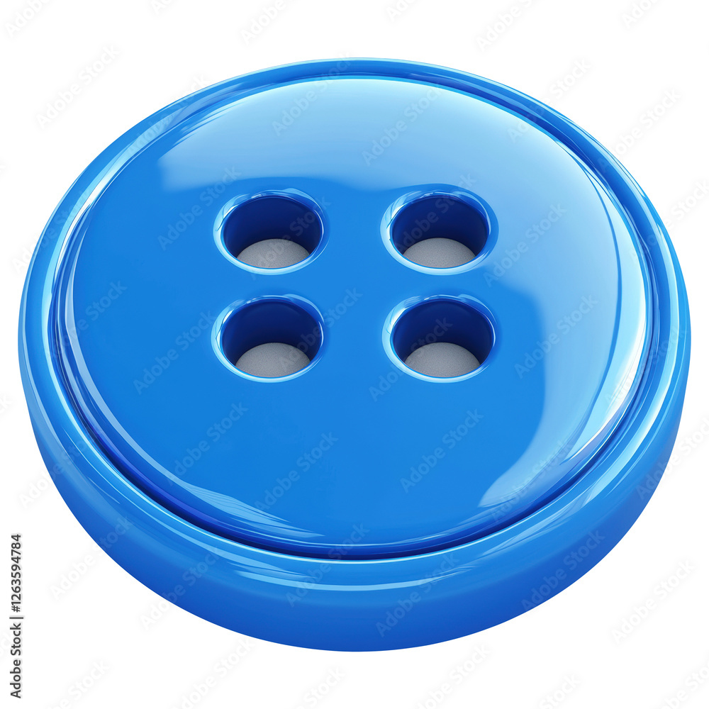 Isolated Glossy Royal Blue Plastic Button with Four Holes on Transparent Backdrop Isolated Glossy Royal Blue Plastic Button with Four Holes on Transparent Backdrop