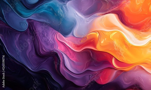 Abstract fluid art with vibrant colors and smooth flowing transitions create a dynamic effect