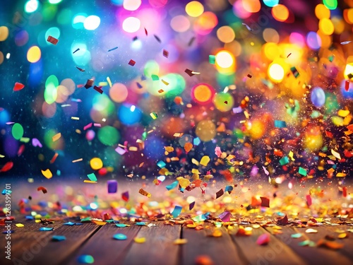 Celebration and colorful confetti party. Blur abstract background