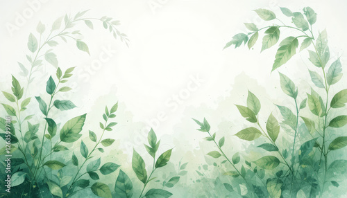 Wallpaper Mural Faded Watercolor Greenery with Gentle Brush Stroke – Soft Botanical Art Photography Torontodigital.ca