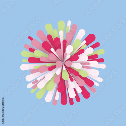 colorful fireworks with light sky blue background using fillifinger technique
