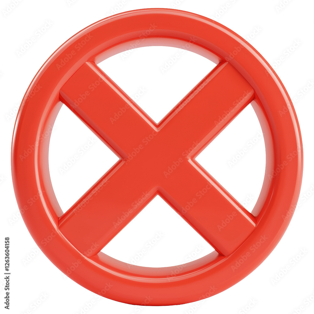 Vivid Red X Symbol Encased in Circle on Transparent Backdrop Simple Design Vivid Red X Symbol Encased in Circle on Transparent Backdrop Simple Design