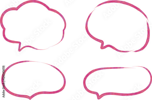 pink colorful pattern thick stroke speech bubbles set