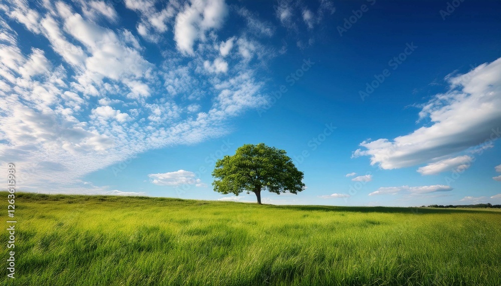 Obraz premium green field and blue sky