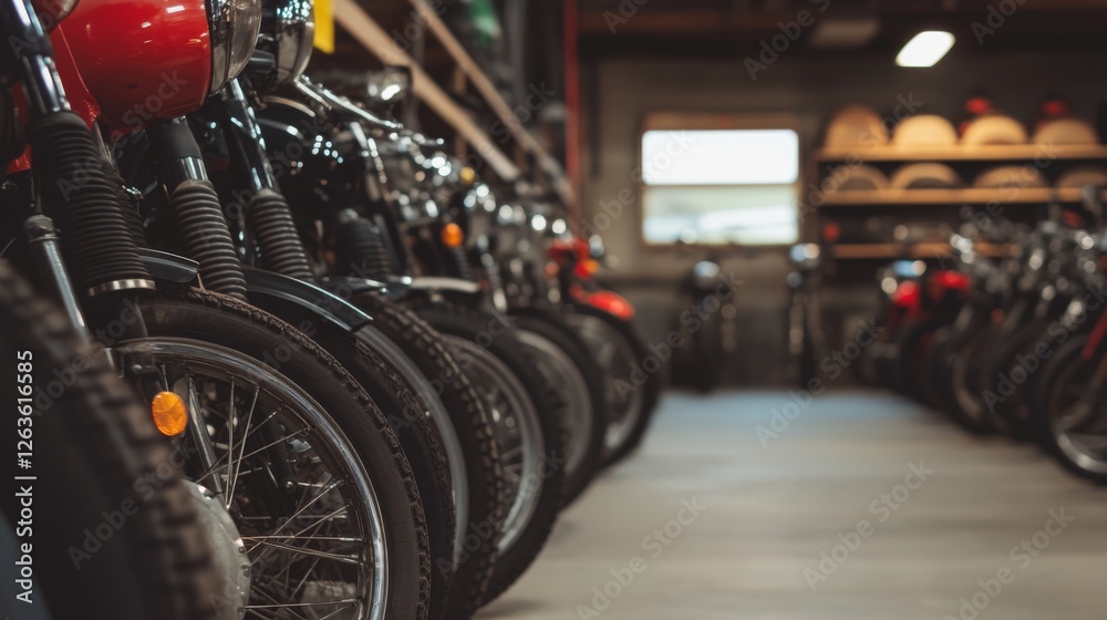 Fototapeta premium Vintage Motorcycles in a Shop