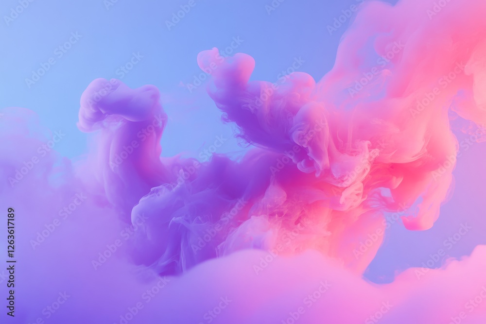Fototapeta premium Fluid ink swirls in vibrant neon pinks and blues create mesmerizing patterns and textures