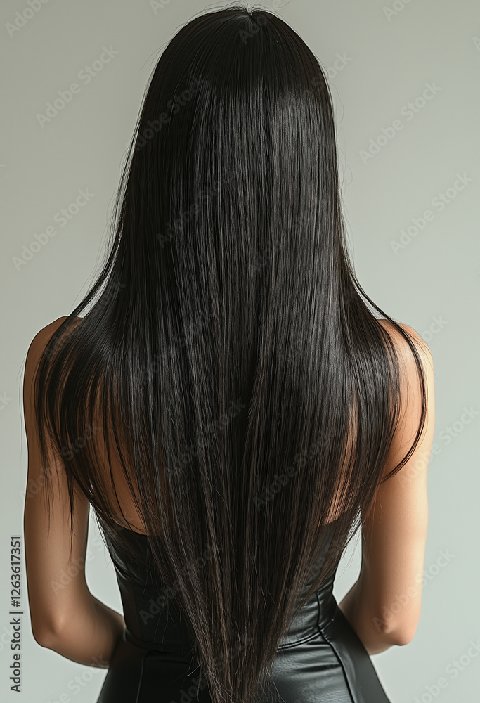 A woman with long, sleek black hair (AI) A woman with long, sleek black hair (AI)