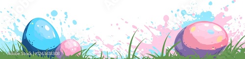 Easter vector illustration in blue and pink with abstract elements