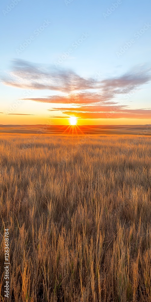 Golden Sunrise Over Wheat Field Golden Sunrise Over Wheat Field