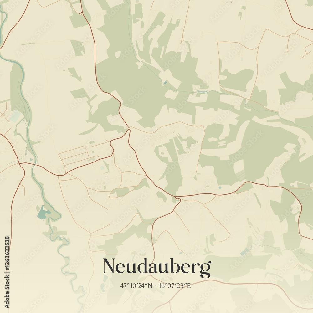 Obraz premium Vintage map of Neudauberg, Austria.