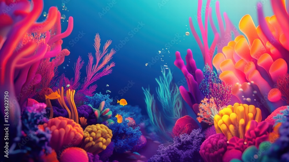 Fototapeta premium Abstract Colorful Coral Reef Illustration