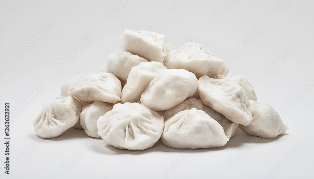 Pile of raw dumplings on white background Pile of raw dumplings on white background