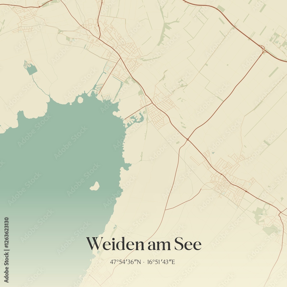 Obraz premium Vintage map of Weiden am See, Austria.