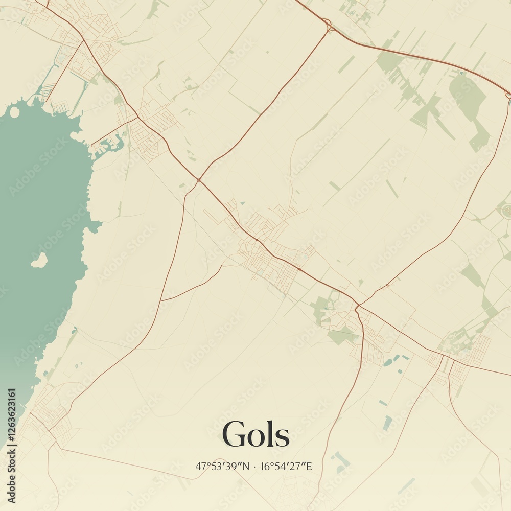 Fototapeta premium Vintage map of Gols, Austria.