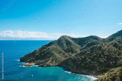 Albir lighthouse Faro de Albir in nature Park Serra Gelada, Costa Blanca, Spain