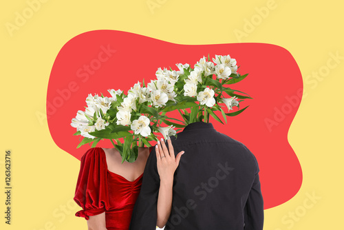 Happy engaged couple on whi...