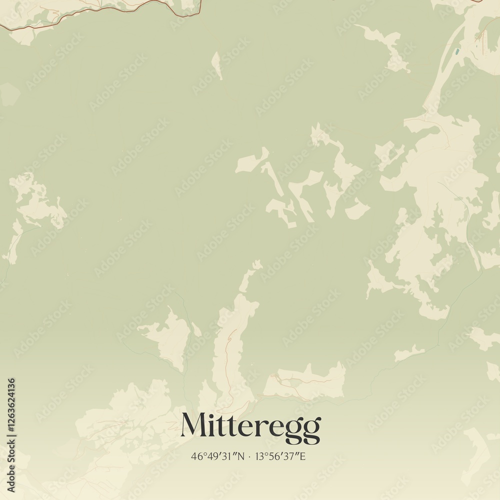 Fototapeta premium Vintage map of Mitteregg, Austria.