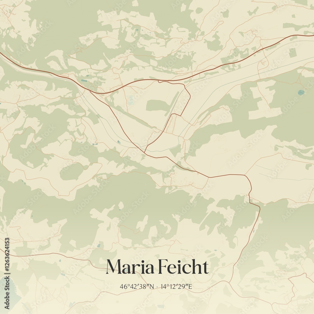 Obraz premium Vintage map of Maria Feicht, Austria.