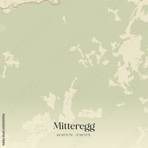 Vintage map of Mitteregg, Austria. photo