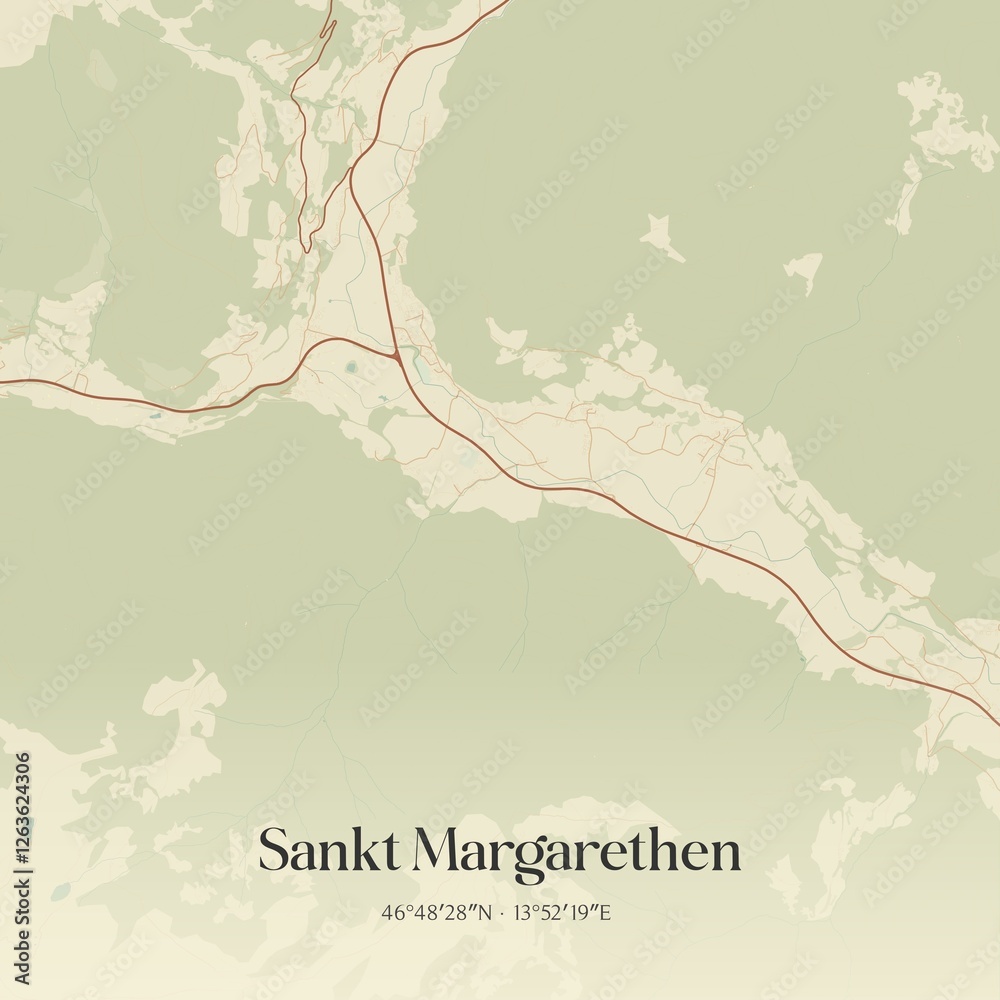 Obraz premium Vintage map of Sankt Margarethen, Austria.
