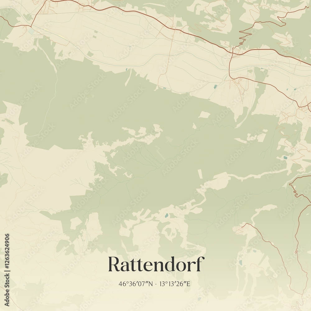 Obraz premium Vintage map of Rattendorf, Austria.