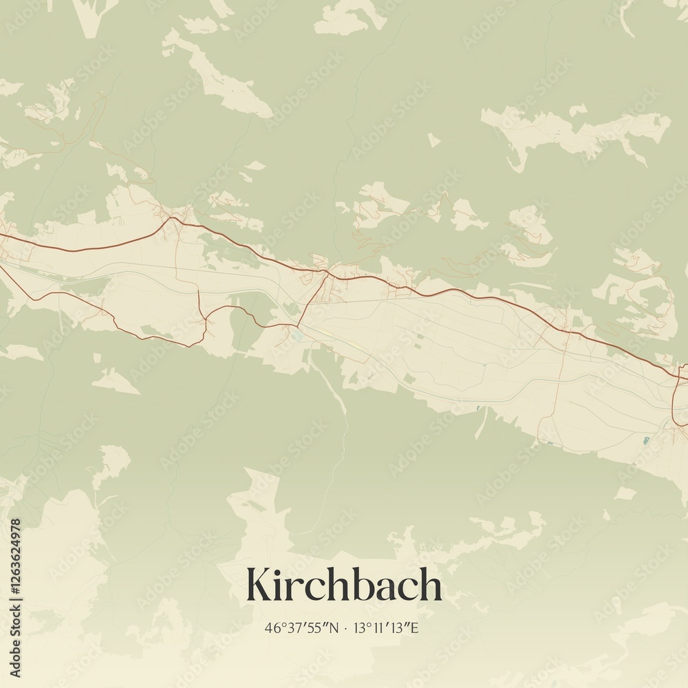 Obraz premium Vintage map of Kirchbach, Austria.