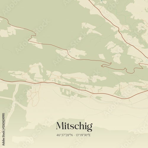 Vintage map of Mitschig, Austria. photo