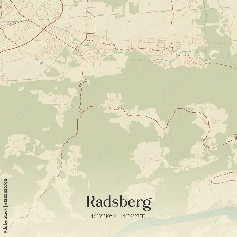 Fototapeta premium Vintage map of Radsberg, Austria.