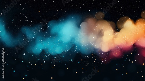   Blurred image of the night sky with numerous stars in front, as well as blurred image of the night sky with a multitude of stars in back