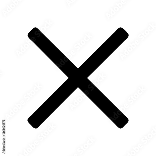 Vector icon of black cross symbol on white background