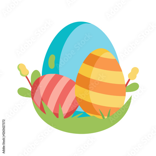 Colorful eggs nestled in green grass during an Easter egg hunt celebration filled with joy and springtime cheer