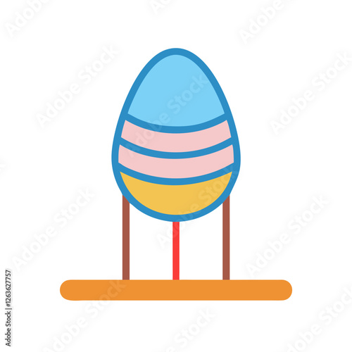 Colorful playground egg decoration for Easter celebration set in a vibrant outdoor space, inviting children to enjoy festive activities