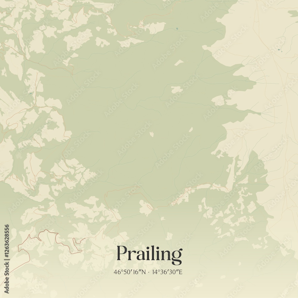 Fototapeta premium Vintage map of Prailing, Austria.
