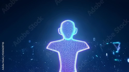 Neon Silhouette in Dark Space