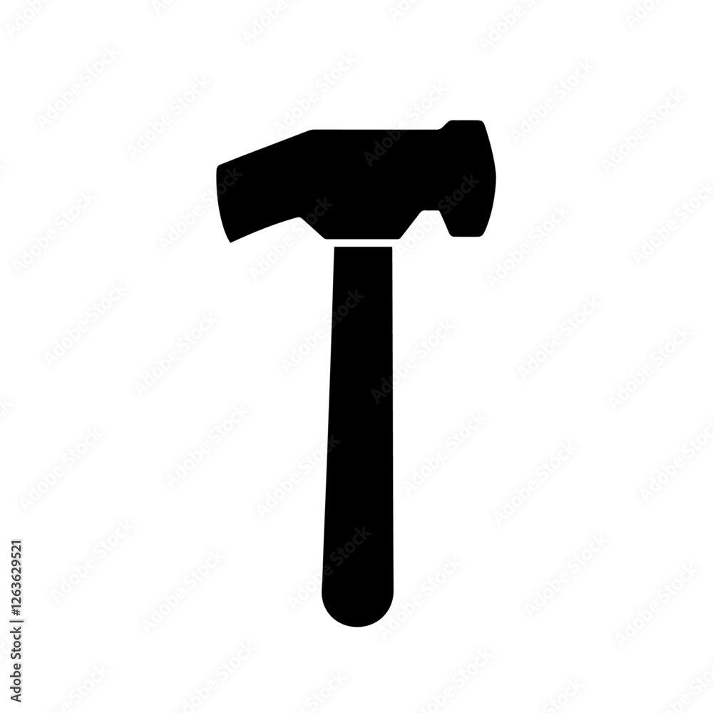 Hammer black silhouette vector icon. Hammer black and white vector. Hammer isolated object on a white background. Hammer black silhouette vector icon. Hammer black and white vector. Hammer isolated object on a white background.