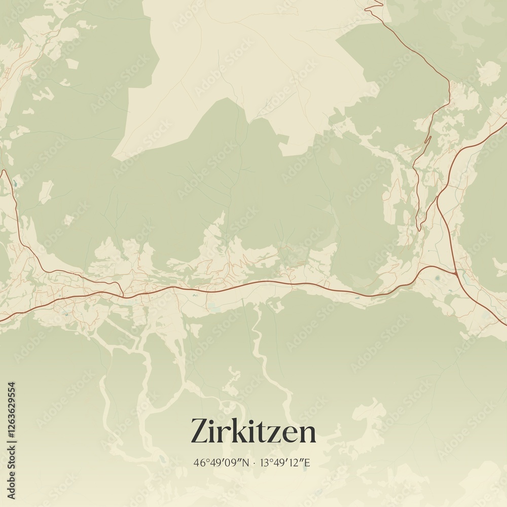Fototapeta premium Vintage map of Zirkitzen, Austria.