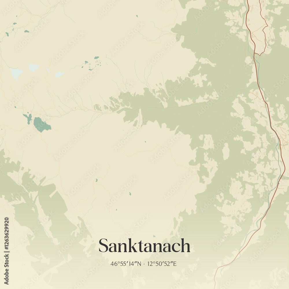 Obraz premium Vintage map of Sanktanach, Austria.