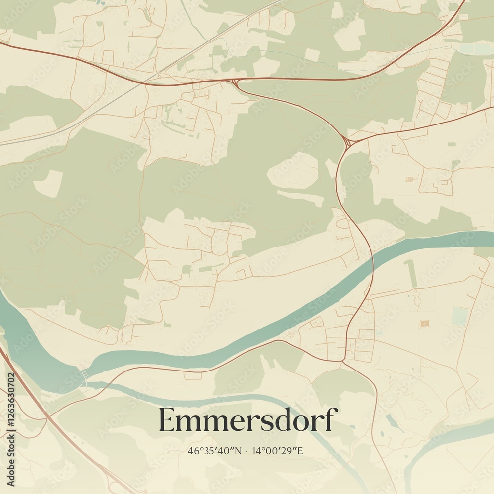 Obraz premium Vintage map of Emmersdorf, Austria.