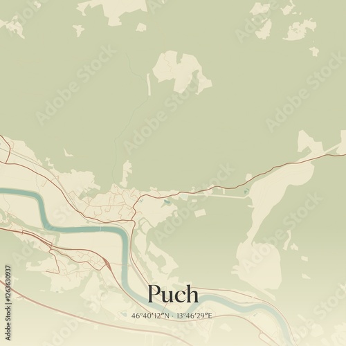 Vintage map of Puch, Austria. photo