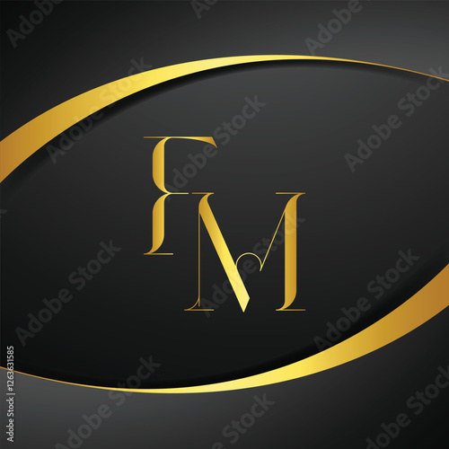 FM luxury letter logo. Initial Letter Design Vector Luxury Colors