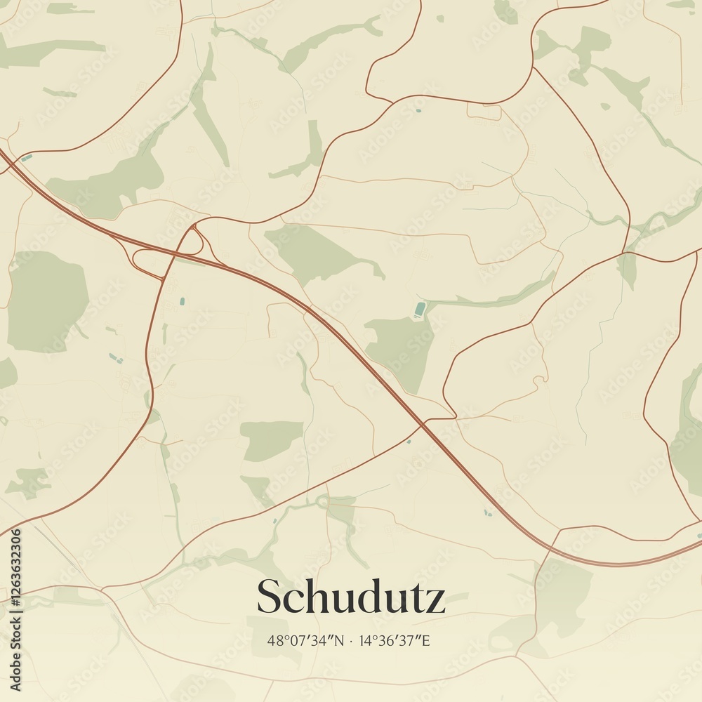 Fototapeta premium Vintage map of Schudutz, Austria.